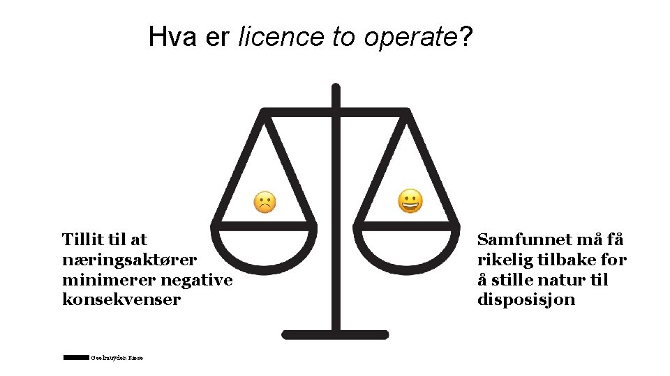 Hva er licence to operate? Tillit til at næringsaktører minimerer negative konsekvenser Geelmuyden Kiese