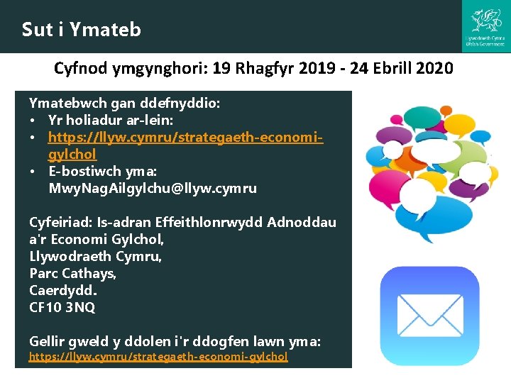 Sut i Ymateb Cyfnod ymgynghori: 19 Rhagfyr 2019 - 24 Ebrill 2020 Ymatebwch gan