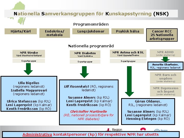 Nationella Samverkansgruppen för Kunskapsstyrning (NSK) Programområden Hjärta/Kärl Endokrina/ metabola Psykisk hälsa Lungsjukdomar Cancer RCC