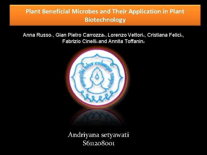 Plant Beneficial Microbes and Their Application in Plant Biotechnology Anna Russo 1, Gian Pietro