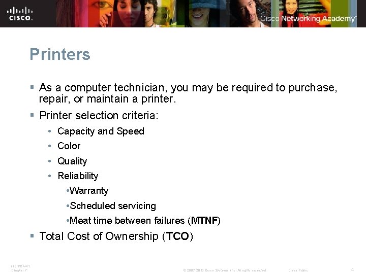 Printers § As a computer technician, you may be required to purchase, repair, or