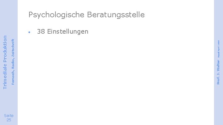 Seite 25 Stand April 2008 · Prof. J. Walter Fernseh, Radio, Zeitschrift Trimediale Produktion