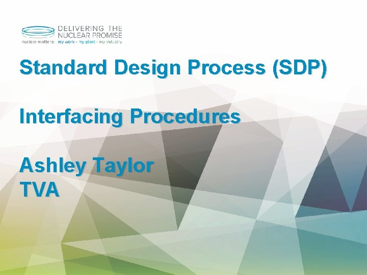 Standard Design Process (SDP) Interfacing Procedures Ashley Taylor TVA 