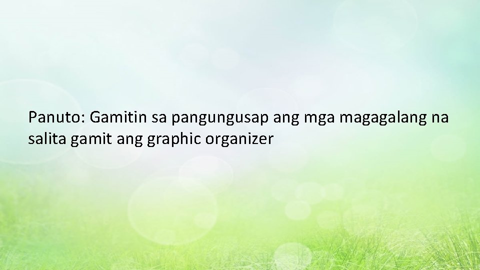 Panuto: Gamitin sa pangungusap ang mga magagalang na salita gamit ang graphic organizer 