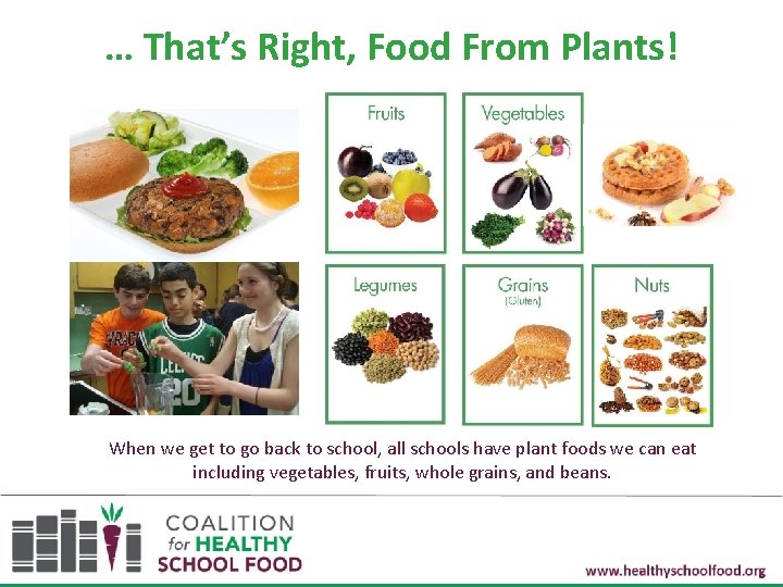 … That’s Right, Food From Plants! When we get to go back to school,