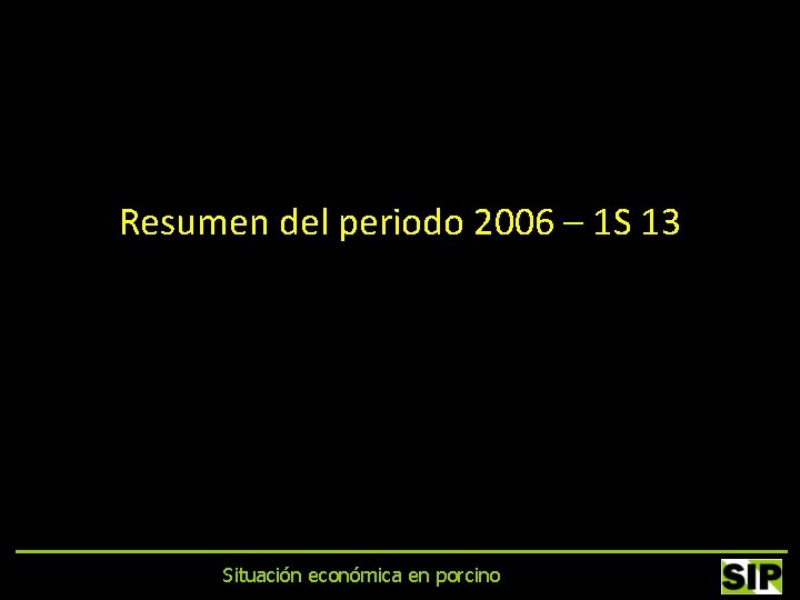 Resumen del periodo 2006 – 1 S 13 Situación económica en porcino 