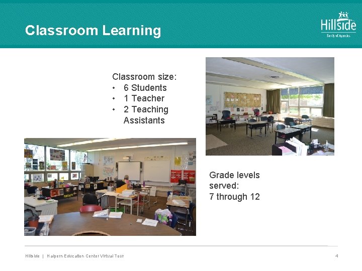 Classroom Learning Classroom size: • 6 Students • 1 Teacher • 2 Teaching Assistants Classroom Learning Classroom size: • 6 Students • 1 Teacher • 2 Teaching Assistants
