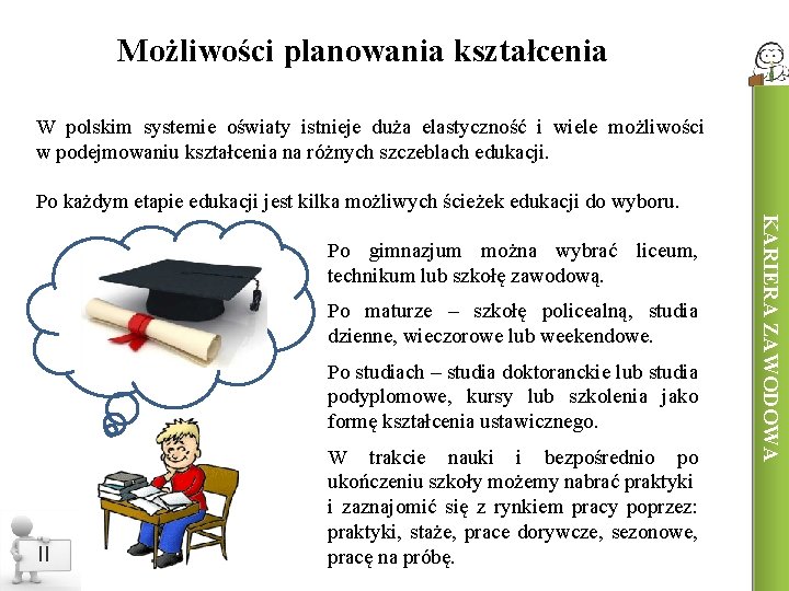 Możliwości planowania kształcenia W polskim systemie oświaty istnieje duża elastyczność i wiele możliwości w