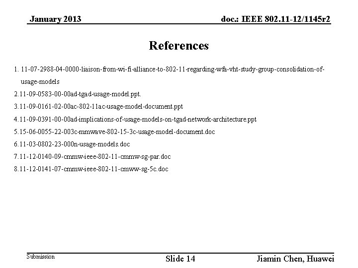 January 2013 doc. : IEEE 802. 11 -12/1145 r 2 References 1. 11 -07