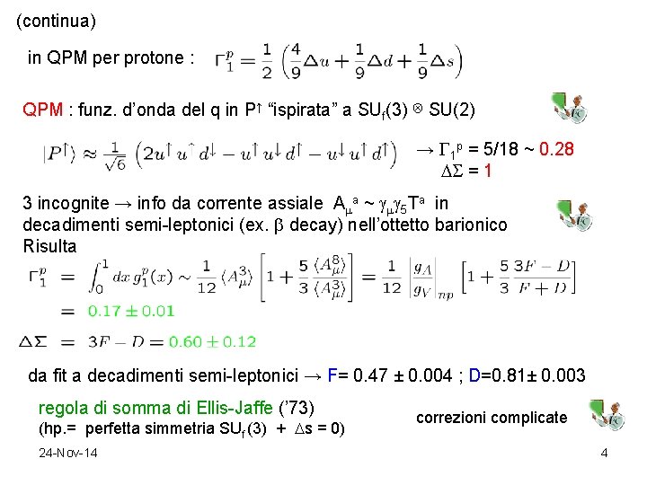 (continua) in QPM per protone : QPM : funz. d’onda del q in P↑