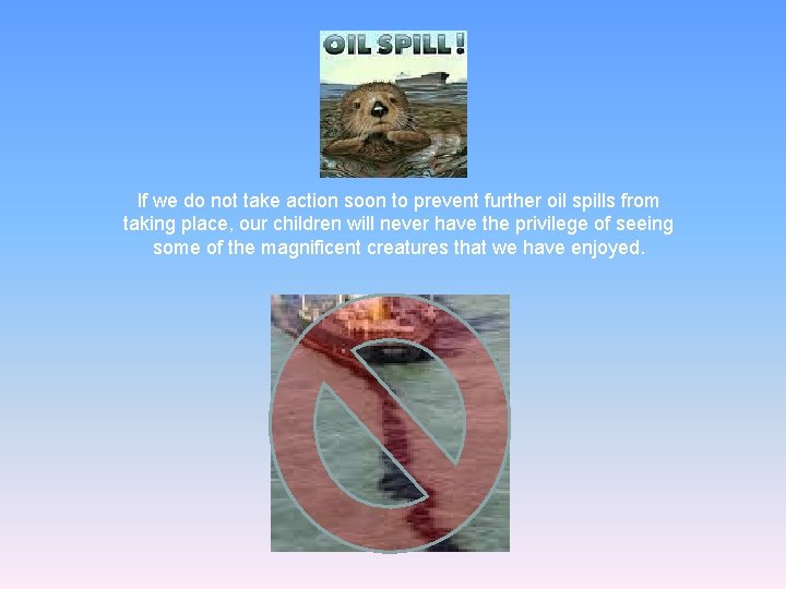 If we do not take action soon to prevent further oil spills from taking