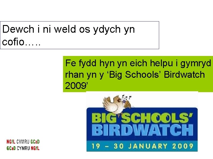 Dewch i ni weld os ydych yn cofio…. . Fe fydd hyn yn eich