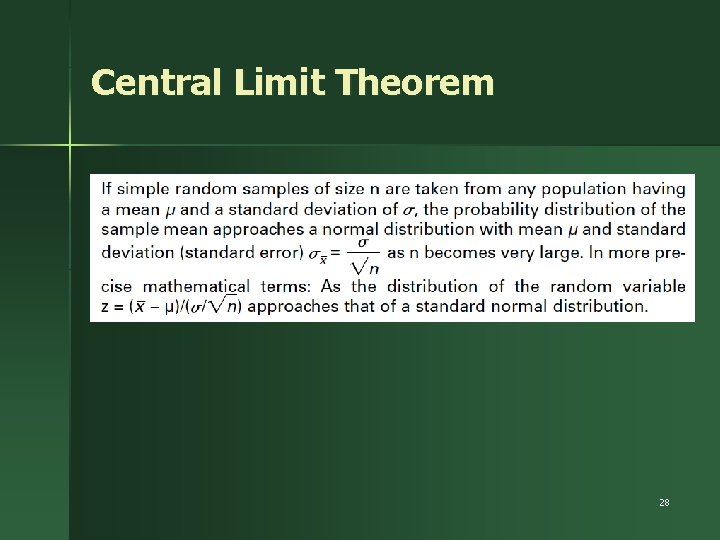 Central Limit Theorem 28 