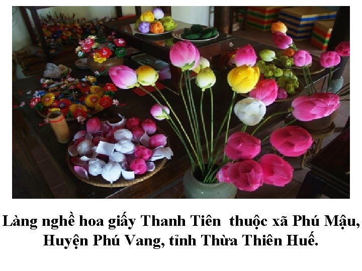 Làng nghề hoa giấy Thanh Tiên thuộc xã Phú Mậu, Huyện Phú Vang, tỉnh