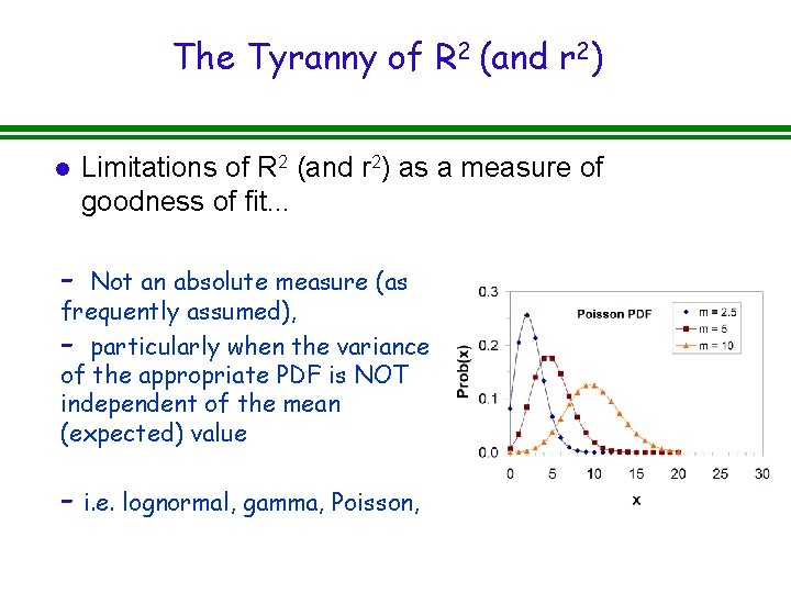 The Tyranny of R 2 (and r 2) l Limitations of R 2 (and