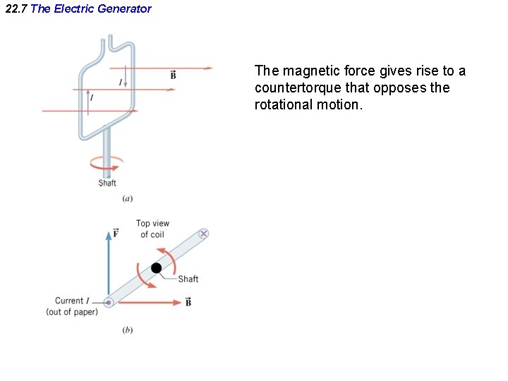 22. 7 The Electric Generator The magnetic force gives rise to a countertorque that