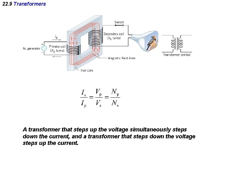 22. 9 Transformers A transformer that steps up the voltage simultaneously steps down the