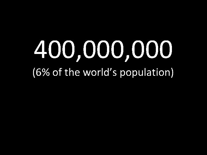 400, 000 (6% of the world’s population) 