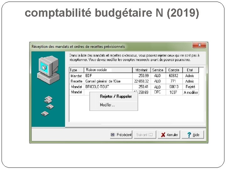 comptabilité budgétaire N (2019) 