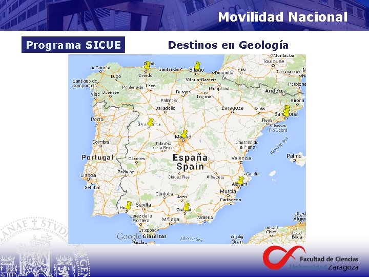 Movilidad Nacional Programa SICUE Destinos en Geología 
