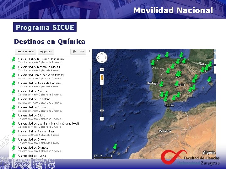 Movilidad Nacional Programa SICUE Destinos en Química 