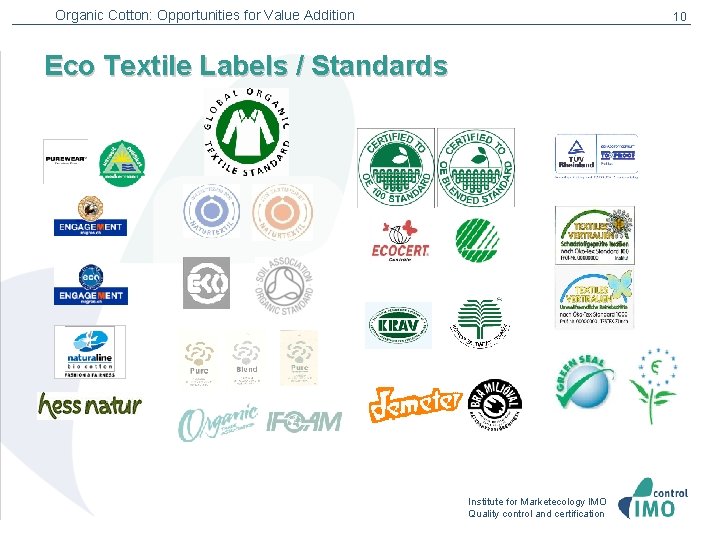 Organic Cotton: Opportunities for Value Addition 10 Eco Textile Labels / Standards Institute for