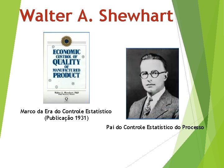 Walter A. Shewhart Marco da Era do Controle Estatístico (Publicação 1931) Pai do Controle