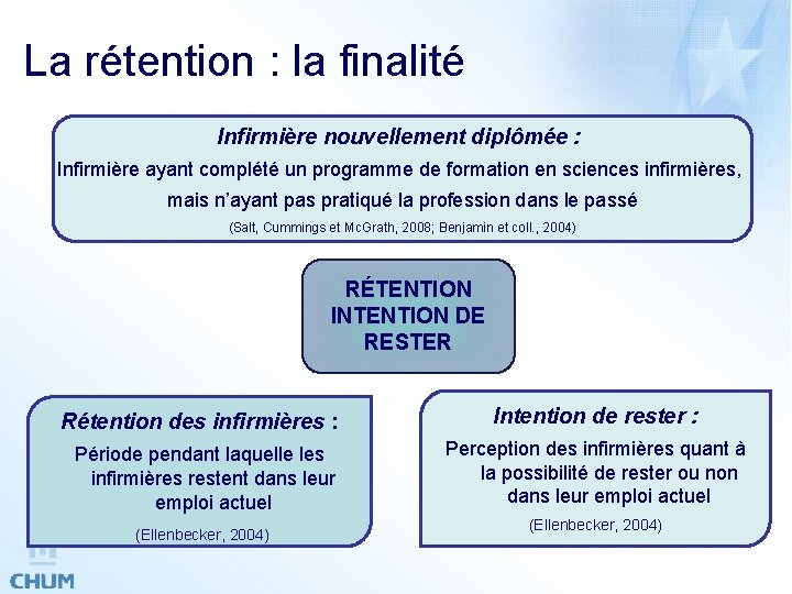 La rétention : la finalité Infirmière nouvellement diplômée : Infirmière ayant complété un programme