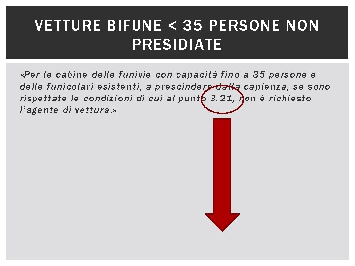 VETTURE BIFUNE < 35 PERSONE NON PRESIDIATE «Per le cabine delle funivie con capacità