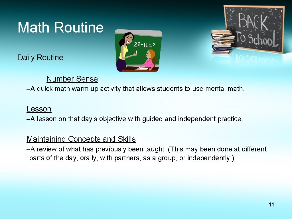 Math Routine Daily Routine Number Sense –A quick math warm up activity that allows Math Routine Daily Routine Number Sense –A quick math warm up activity that allows