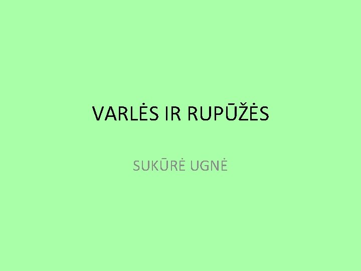 VARLĖS IR RUPŪŽĖS SUKŪRĖ UGNĖ 