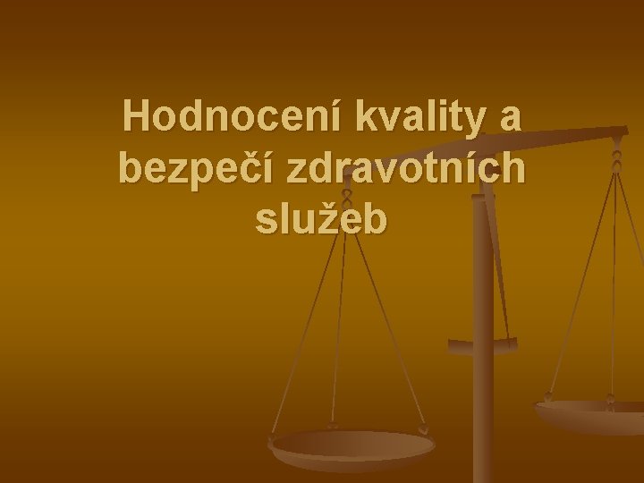 Hodnocení kvality a bezpečí zdravotních služeb 