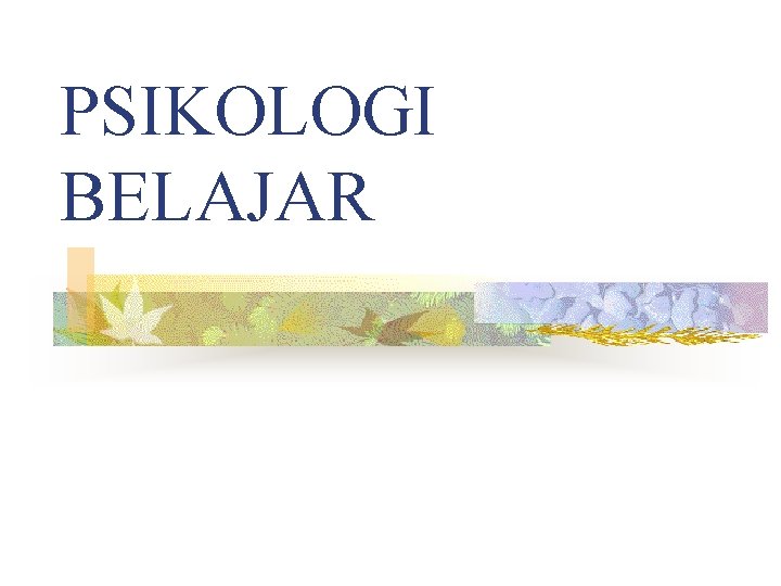 PSIKOLOGI BELAJAR 