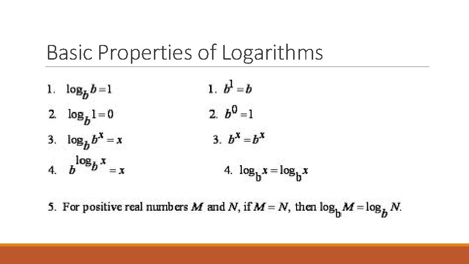 Basic Properties of Logarithms 