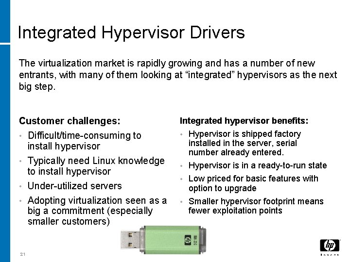 Integrated Hypervisor Drivers The virtualization market is rapidly growing and has a number of