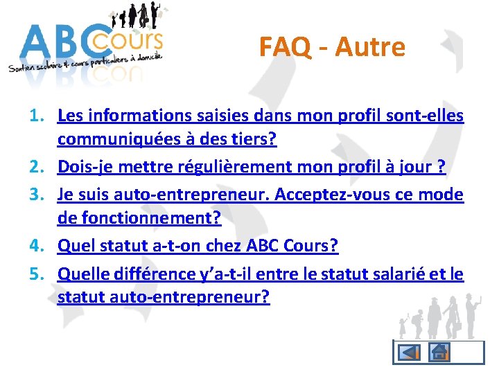 FAQ - Autre 1. Les informations saisies dans mon profil sont-elles communiquées à des