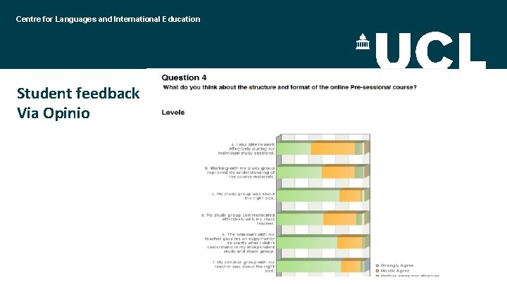 Centre for Languages and International Education Student feedback Via Opinio 