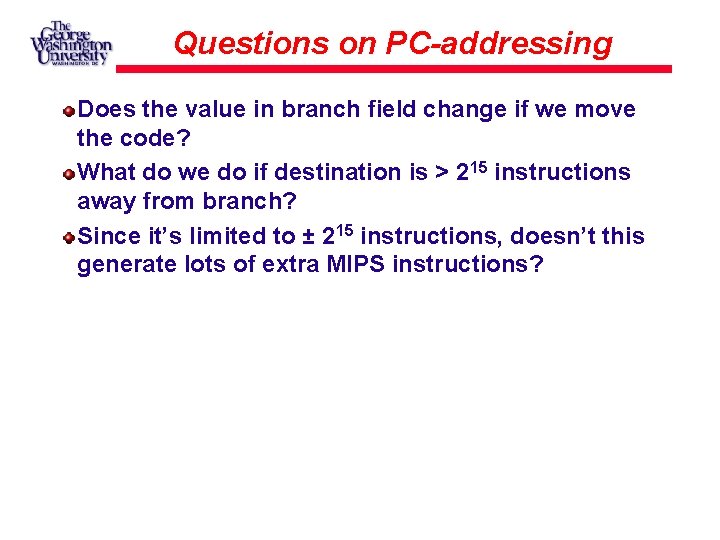 Questions on PC-addressing Does the value in branch field change if we move the