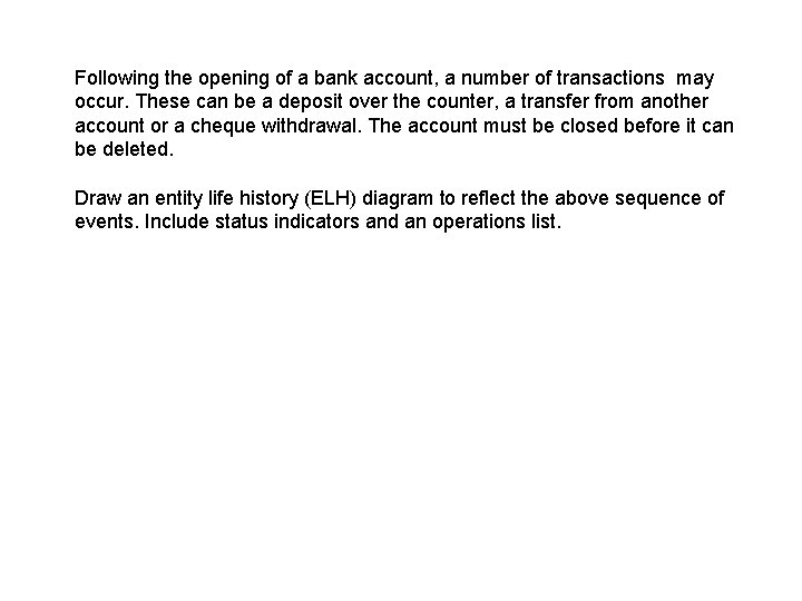 Following the opening of a bank account, a number of transactions may occur. These