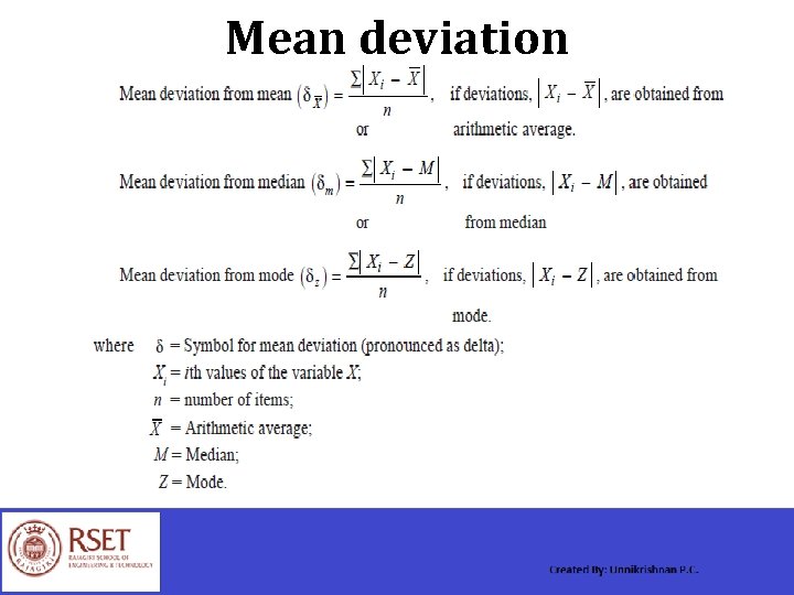 Mean deviation 