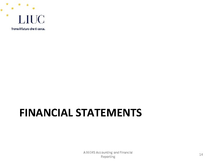 FINANCIAL STATEMENTS A 86045 Accounting and Financial Reporting 14 
