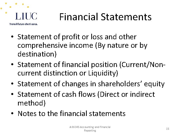 Financial Statements • Statement of profit or loss and other comprehensive income (By nature