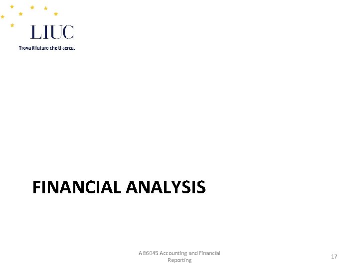 FINANCIAL ANALYSIS A 86045 Accounting and Financial Reporting 17 