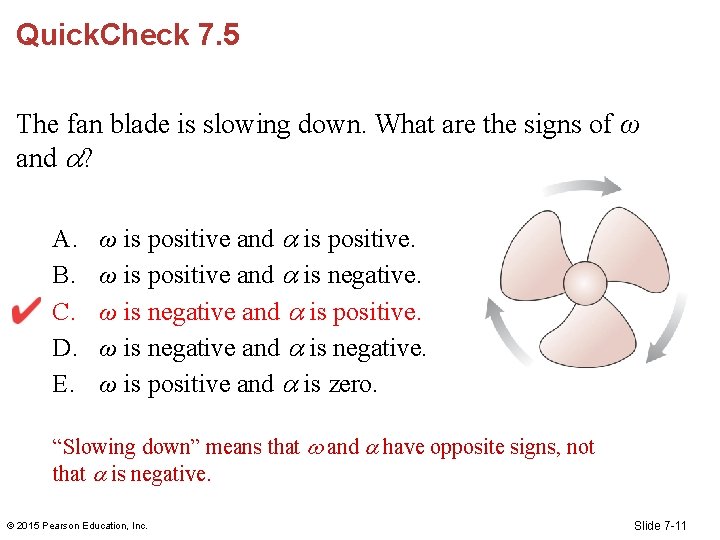 Quick. Check 7. 5 The fan blade is slowing down. What are the signs