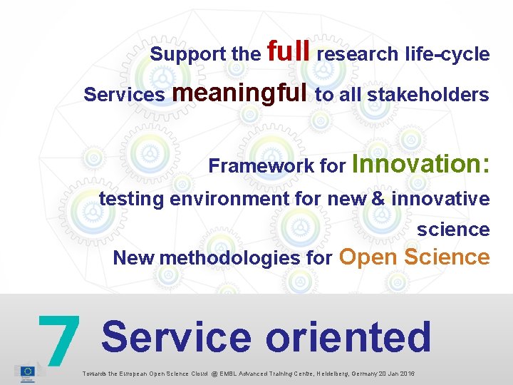 Support the full research life-cycle Services meaningful to all stakeholders Framework for Innovation: testing