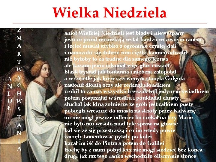 Wielka Niedziela A N I O Ł Z M A R T W Y