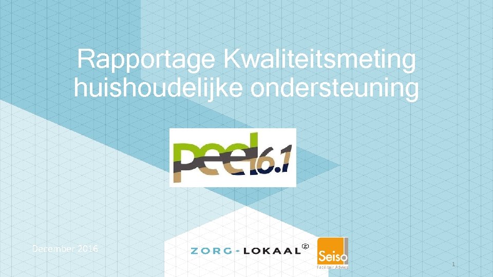Rapportage Kwaliteitsmeting huishoudelijke ondersteuning December 2016 1 