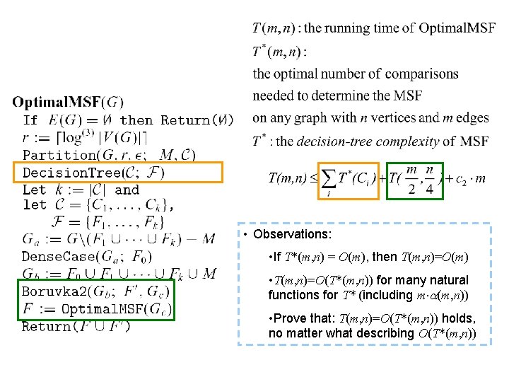  • Observations: • If T*(m, n) = O(m), then T(m, n)=O(m) • T(m,