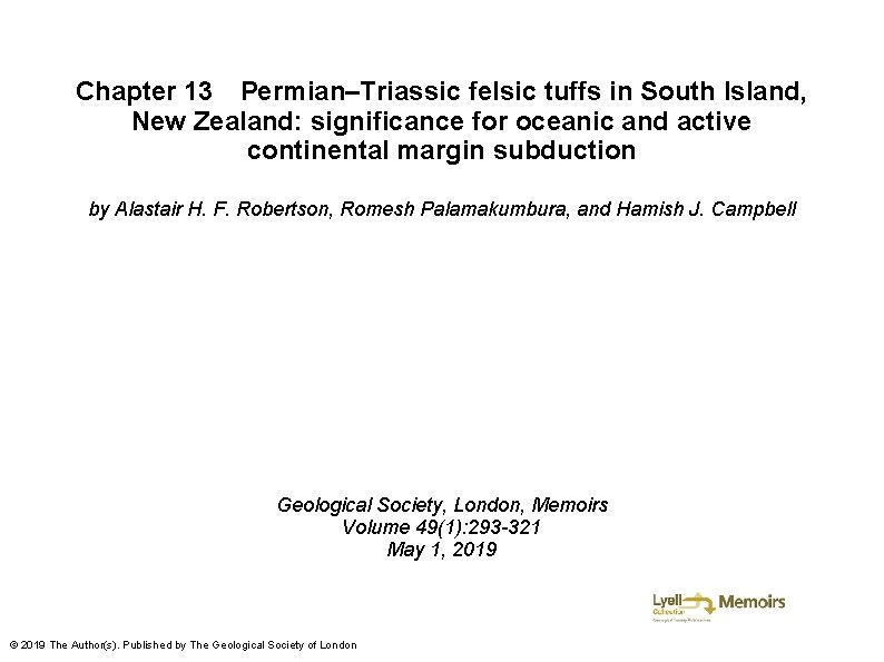 Chapter 13 Permian–Triassic felsic tuffs in South Island, New Zealand: significance for oceanic and