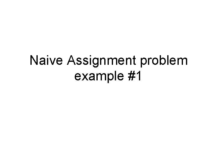 Naive Assignment problem example #1 